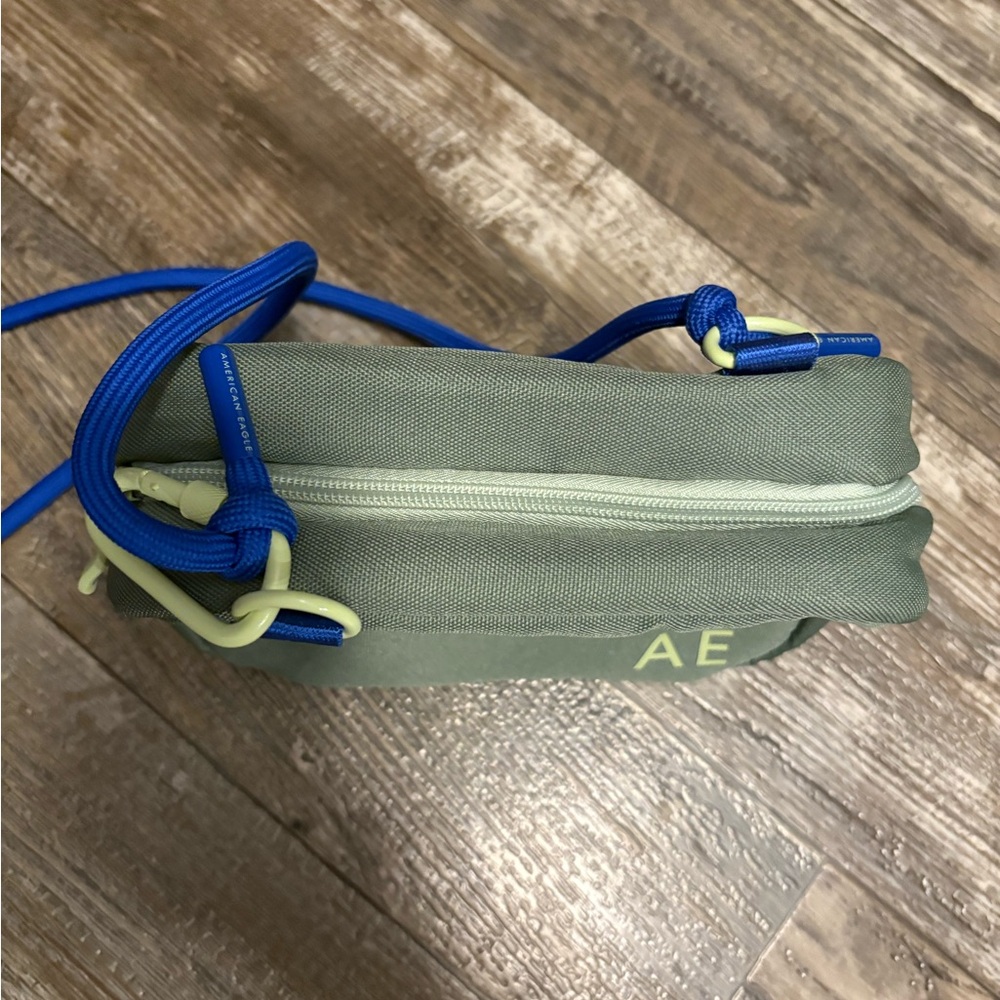 AE Olive Crossbody Bag with Blue Strap - Picture 2 of 7